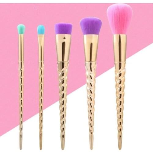 Wholesale Makeup brushes sets cosmetics brush 5 bright color gold Spiral shank make-up brush screw makeup tools