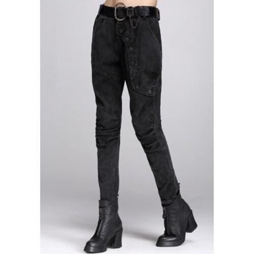 New Casual Nostalgic Women Warm spring black denim Slim harem Washed cowboy long pants fashion Leggins Jeans pants plus size