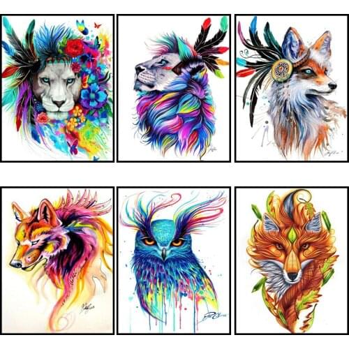 New DIY Diamond Painting 5D Mosaic Full Square Rhinestones Diamond Animal Embroidery Sales Color Lion Wolf Cross Stitch 40x50cm