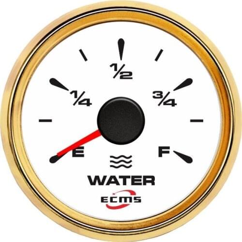 New Design Marine Boat Yacht Automotive Water Level Gauge E-F 9-32V 52mm 2 Inch 316L Gold Bezel White Dial 802-00007