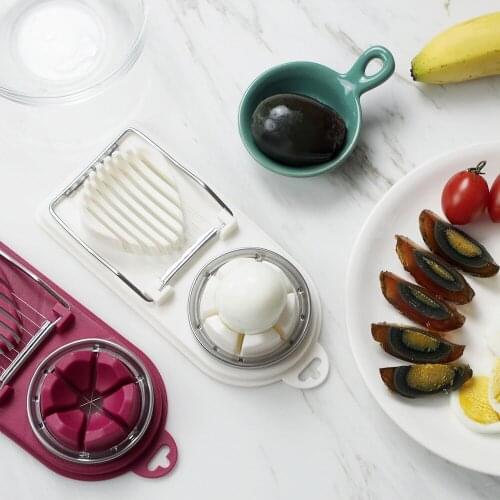 304 Stainless Steel Egg Slicer Multifunctional Two-Way Egg Cutter Small Kitchen Tools Accessories With Hanger For Household