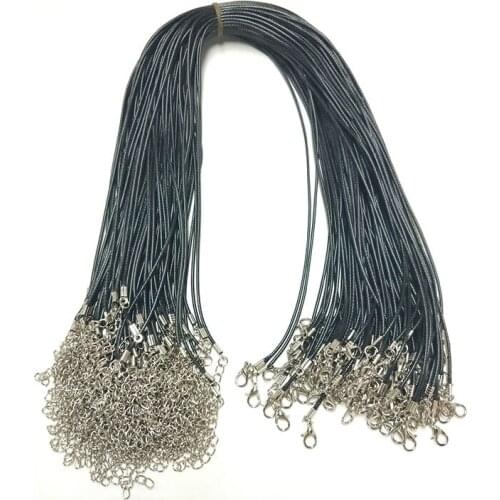 Wholesale 1.5 mm black leather cord wax rope chain necklace 45cm lobster clasp DIY jewelry accessories 10pcs/lot