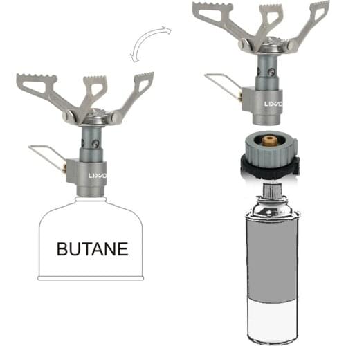 Titanium Alloy Gas Stove MIni Portable Folding Butane Gas Burner Stoves with Cartridge Gas Refill Adapter Convert Adapter Lixada