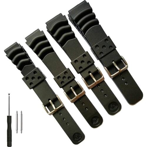 18mm 20mm 22mm 24mm Rubber PU Resin Watch Band Replacement Strap for Seiko Diver Scuba Durable Thick Sports Bracelet