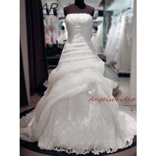 ANGELSBRIDEP Luxury Strapless Ball Gown Wedding Dress 2021 Formal Vestido De Noiva Court Train Lace-up Back Bride Gown Hot Sale