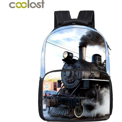 Locomotive / Steam Train Printing Backpack For Teenage Boys Girls Children School Bags Women Men Laptop Backpack Kids Bag