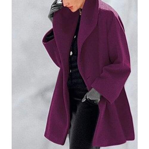 Street New Hooded Ladies Coat Autumn Warm Single Button Overcoat Simple Solid Loose Winter Female Coat