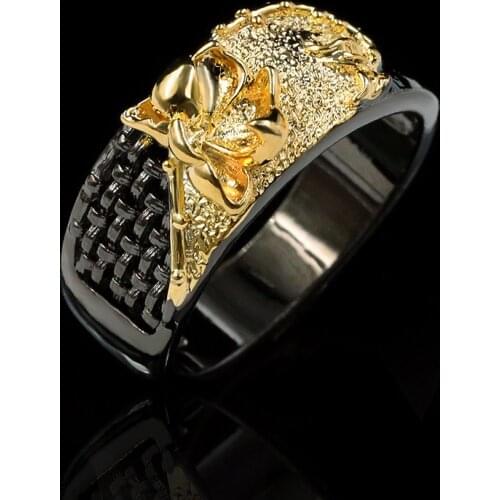 Vintage Ladies Jewelry Black Gold Style Irregular Geometric Flower Ring Wedding Ring 925 Sterling Silver Ring Party Jewelry Gift