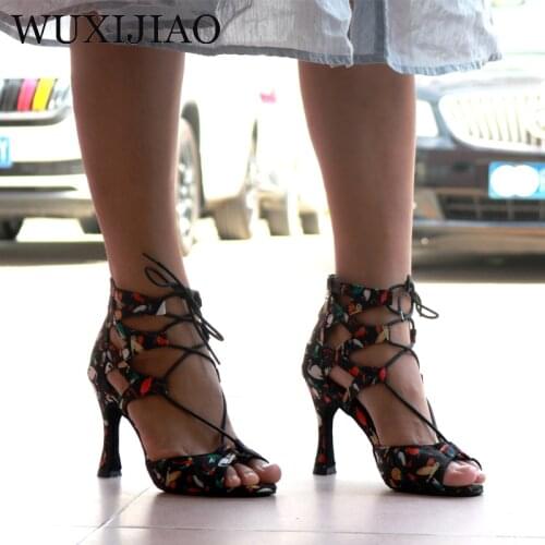 WUXIJIAO New Latin dance shoes womens Salsa ballroom dance shoes design unique performance dance shoes
