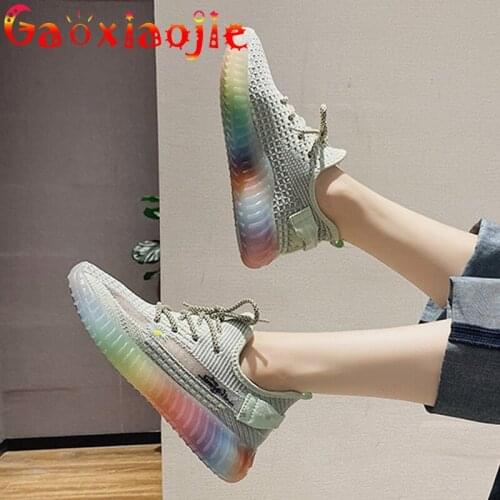 Sport Shoes Women Coconut Shoe 2020 New Summer Casual Breathable Mesh Lace-Up Running Shoe Wild Luminous Students Muffin Shoes