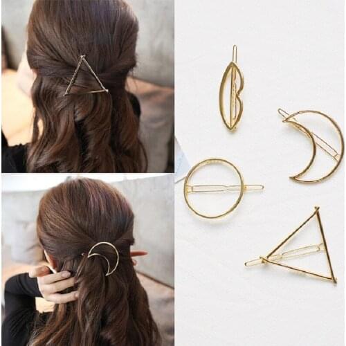 Hairlyah Simple Women Geometric Alloy Hairpin Holder Ornament Bangs Barrette Styling Tools Hair Clip Headress Hair Accessories
