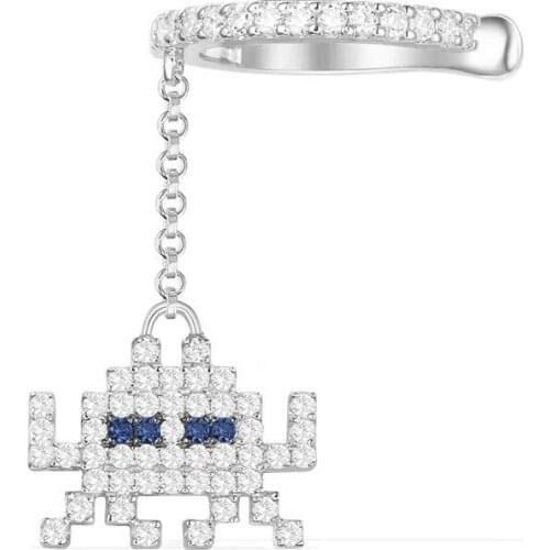 SLJELY 925 Sterling Silver SPACE SHOOTER Clip Earrings Without Piercing Micro Cubic Zircon CZ Ear Cuff for Women Luxury Jewelry