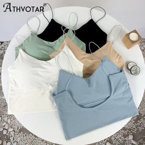 ATHVOTAR Women Crop Top Ice Silk Tube Top Underwear Bra Korean Fashion Padded Beautiful Back Bralette Summer Bra New 2021