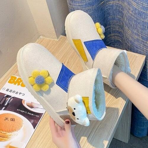 2021 Winter Shoes Plush Warm Flat Ankle Boots for Woman Cheap Fur Snow Boots Women Comfortable Slip on Womens Boots botas mujer