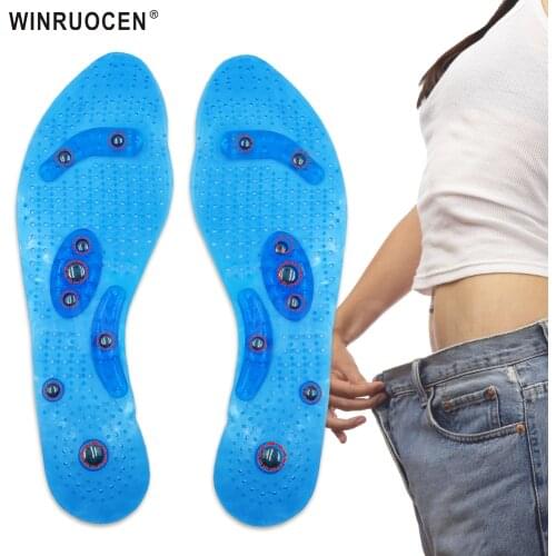 Acupressure Magnetic Foot Therapy Reflexology Pain Relief Shoe Insoles Orthopedic 1pair Washable Cutable Silicone Shoe Insole