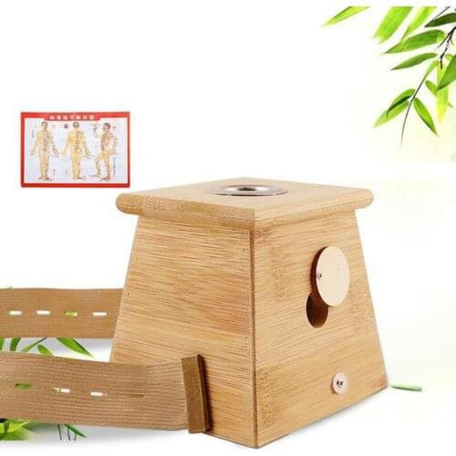 1PCS Chinese Mugwort Leaf Burning Holder Single Holes Bamboo Wood Moxa Box For Acupuncture Points Moxibustion Massage