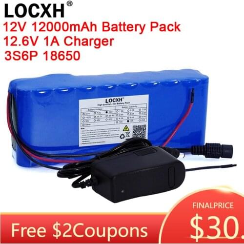 12v 12Ah Lithium Rechargeable 18650 Battery Pack 12000mah Battery Hunting Xenon Lamp Fishing Outdoor Light USE+12.6V 1A Charger