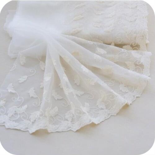 2 meters beige cotton embroidered mesh lace Garment lace trims trimmings DIY Sewing accessories 30cm width free shipping