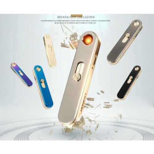 2PCS / LOT Usb Rechargeable Lighter Ultra Thin Wind Metal Eletronic Cigarette Lighter