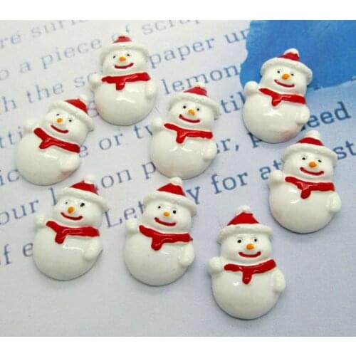 20Pcs Resin Decoration Crafts Lovely White Christmas Snowman Beads Flatback Cabochon Scrapbook DIY Embellishments Accessories
