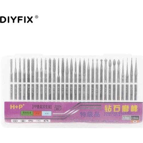 30Pcs/Set Diamond Coated Burr Chainsaw Sharpeners Jade Agate Jade Carving Tools Grinding Head Needle Abrasive Tools Set