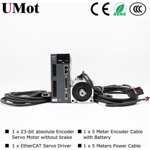 750W Servo Motor without brake+EtherCAT Servo Driver 23-bit absolute Encoder AC Servomotor 2.39N.m 3000RPM 0.75kW For DIY CNC