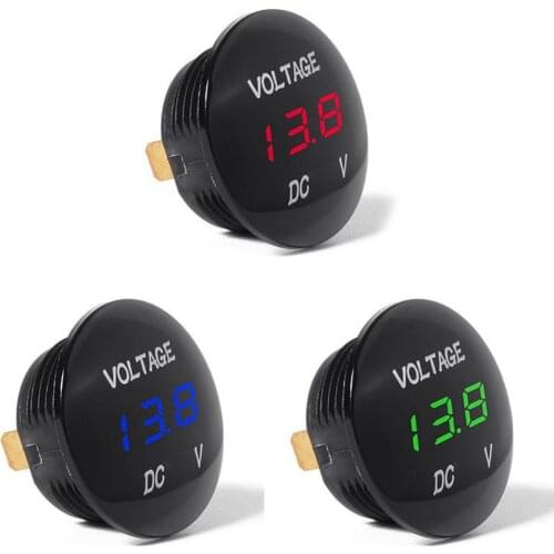 80%HOT Universal Car DC12V - 24V Round LED Digital Display Voltmeter Volt Meter Gauge