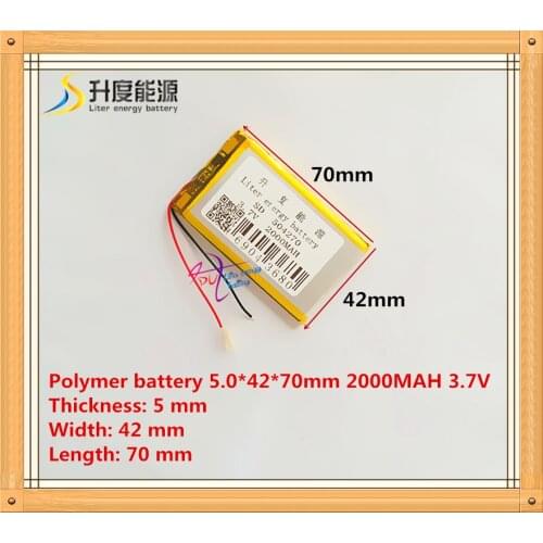Free shipping 3.7 V lithium polymer battery 2000 mah interphone 504270 GPS vehicle traveling data recorder