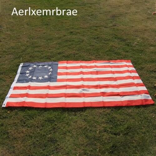 Free shipping aerxemrbrae flag150x90cm us flag Double Sided Printed Polyester 13 stars us usa 1777 american Betsy Ross Flag