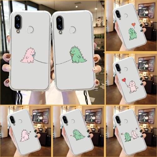 Dinosaur Lovely Cartoon Cute Phone Case For Huawei Honor 6 7 8 9 10 10i 20 A C X Lite Pro Play transparent art cell cover 3D