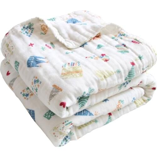 Pure Cotton Six-Layer Gauze Kids Towel Blanket Newborn Cartoon Soft Comfortable Blanket Multifunction Baby Bath Towel Baby Stuff
