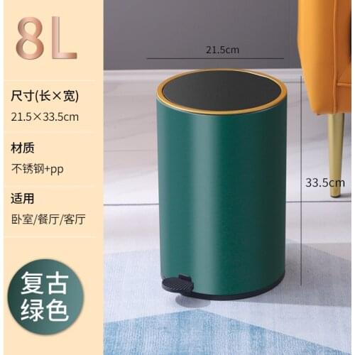 Europe Trash Bin Bedroom For Recycling Bins Green Luxury Stainless Steel Trash Bin Poubelle Household Cleaning Tools BD50WB