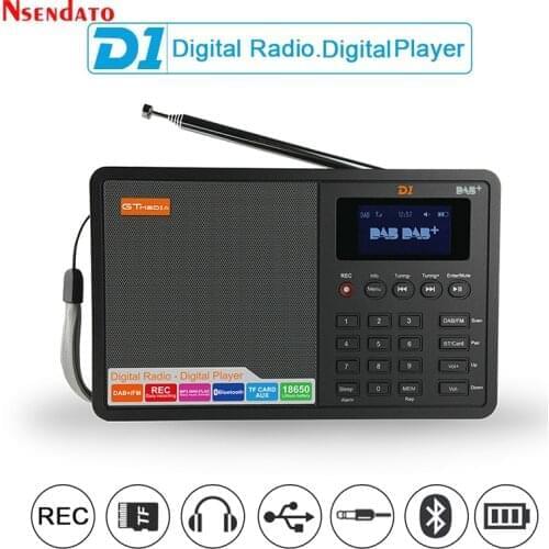 GTMEDIA D1 D2 Handhel Digital FM DAB Radio Player RDS Multi Band Radio Speaker LCD Display Alarm Clock for Outdoor SD TF Card