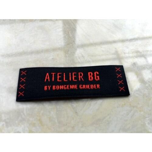 Custom cut folded clothing labels custom private brand woven labels and tags DSLBP07 (Please see instructions)
