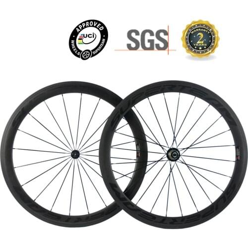 Superteam Road Bike Wheels 50mm Carbon Fiber Wheelset Clincher Bicycle Wheelset 23mm Width