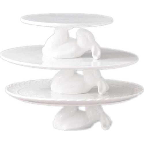 Rabbit Shape Ceramics Cake Tray Wedding Party Dessert Display Stand Fondant Cake Decorating Tools Home Decorating Tools