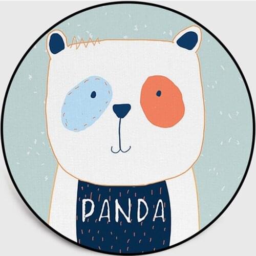 Cartoon Bear Printed Round Carpet for Living Room Computer Chair Area Rug Children Floor Mat Baby Kids Crawling Non-slip Rug
