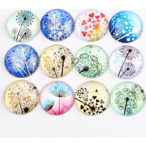 Reidgaller mix dandelion photo round glass cabochon 8mm 12mm 20mm 30mm 40mm diy flatback jewelry findings for earrings pendants