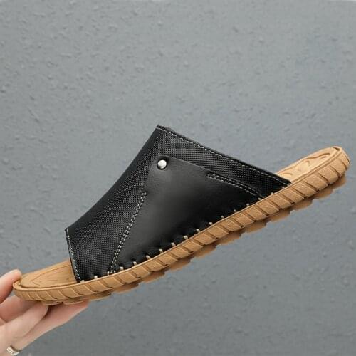 Men summer shoes genuine leather slippers fashion flip-flops comfortable outdoor footwear Casual Shoes men Sapatos masculino