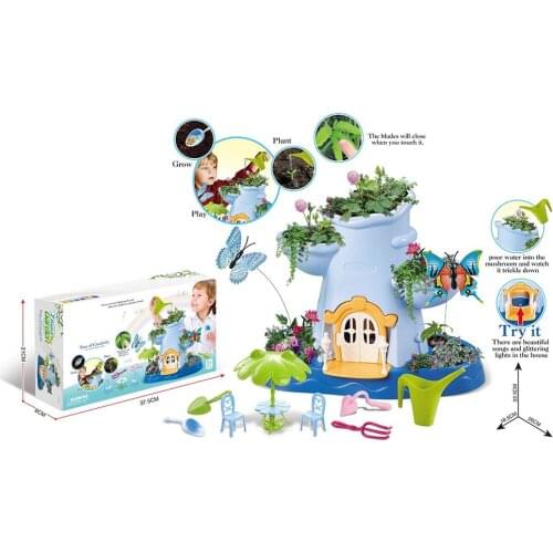 16Pcs Kids Garden Toy Kit Flower Pots Umbrella Table Durable Safe Pretend Play Set Educational Toys for Children Boys Girls