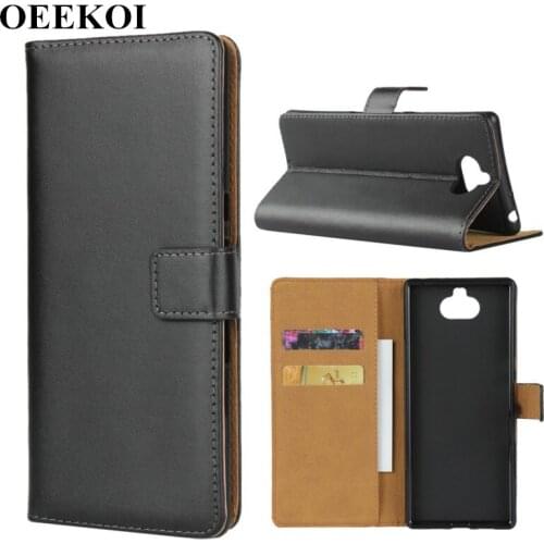 OEEKOI Genuine Leather Wallet Flip Cover Case for Sony Xperia 20/XZ5/XZ4 Compact/10 Plus/L3