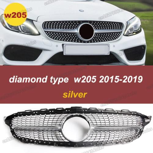 Lsrtw2017 Car Front Racing Grille Gt Grill for Mercedes Benz W205 C180 C200 C250 C300 C43 Diamond Amg Grille 2015-2019 GTR