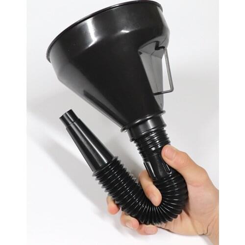 2 In 1 Plastic Funnel Can Spout for Oil Water Fuel Petrol Diesel Gasoline Liquid Washer Fluid High Quality Car Accessories Black