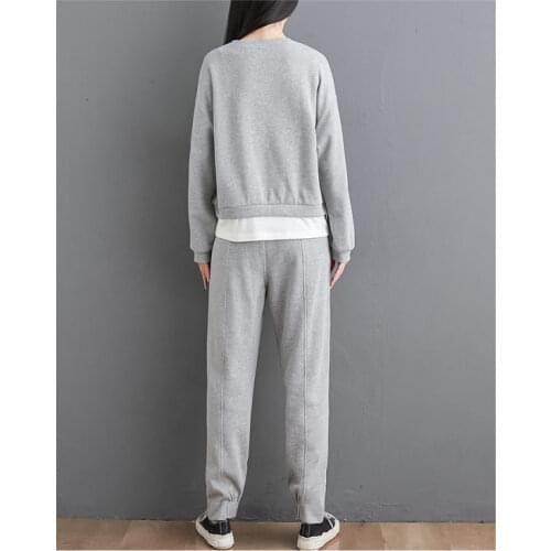 Leisure Sports Pants Cotton Suit Foreign Fashion Loose False Two Sweaters Suit Patchwork Spring/Autumn Cotton