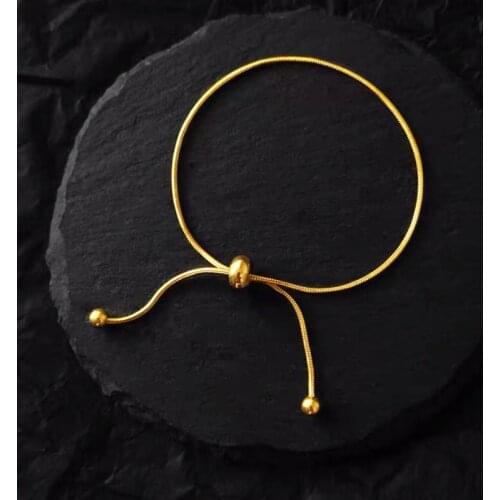 Non-fading Retro Simple Adjustable Drawstring Bracelet Women Niche Design Titanium Steel Gold Plated Bracelets