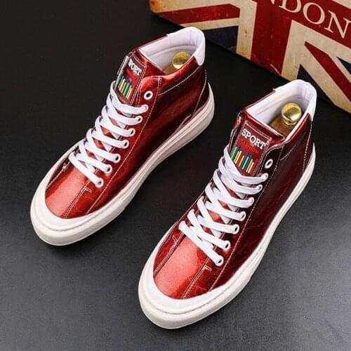 New fashion Casual mens shoes Korean edition fashion breathable web celebrity high top shoes youth joker board shoes V52
