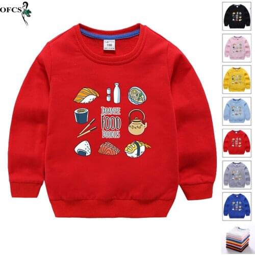 Spring Children Hoodie Sweatshirt Male Casual Outwear Kids Cartoon Knitted Sweater Cotton Fleece Full T-shirt Boys Girls Clothes