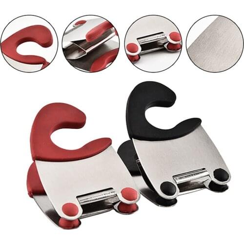 1Pcs Stainless Steel Pot Side Clips Anti-scalding Spoon Holder Kitchen Gadgets Rubber Convenient Kitchen Tools