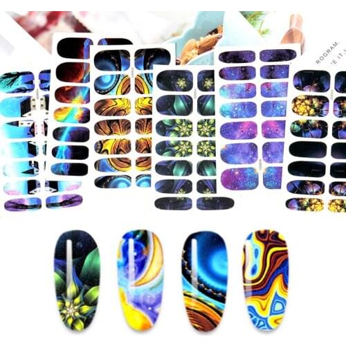 10 Style Nail Stickers Starry Sky Texture Design Nail Art Decal Sliders Manicure Water Transfer Stickers for Nails