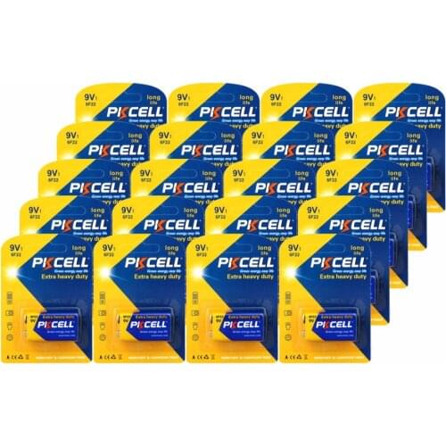 20pcs thermometer 9V Battery 6F22 6LR61 MN1604 PP3 Prismatic Batteries Heavy Duty Cell Single-use Carbon Zinc Batteries